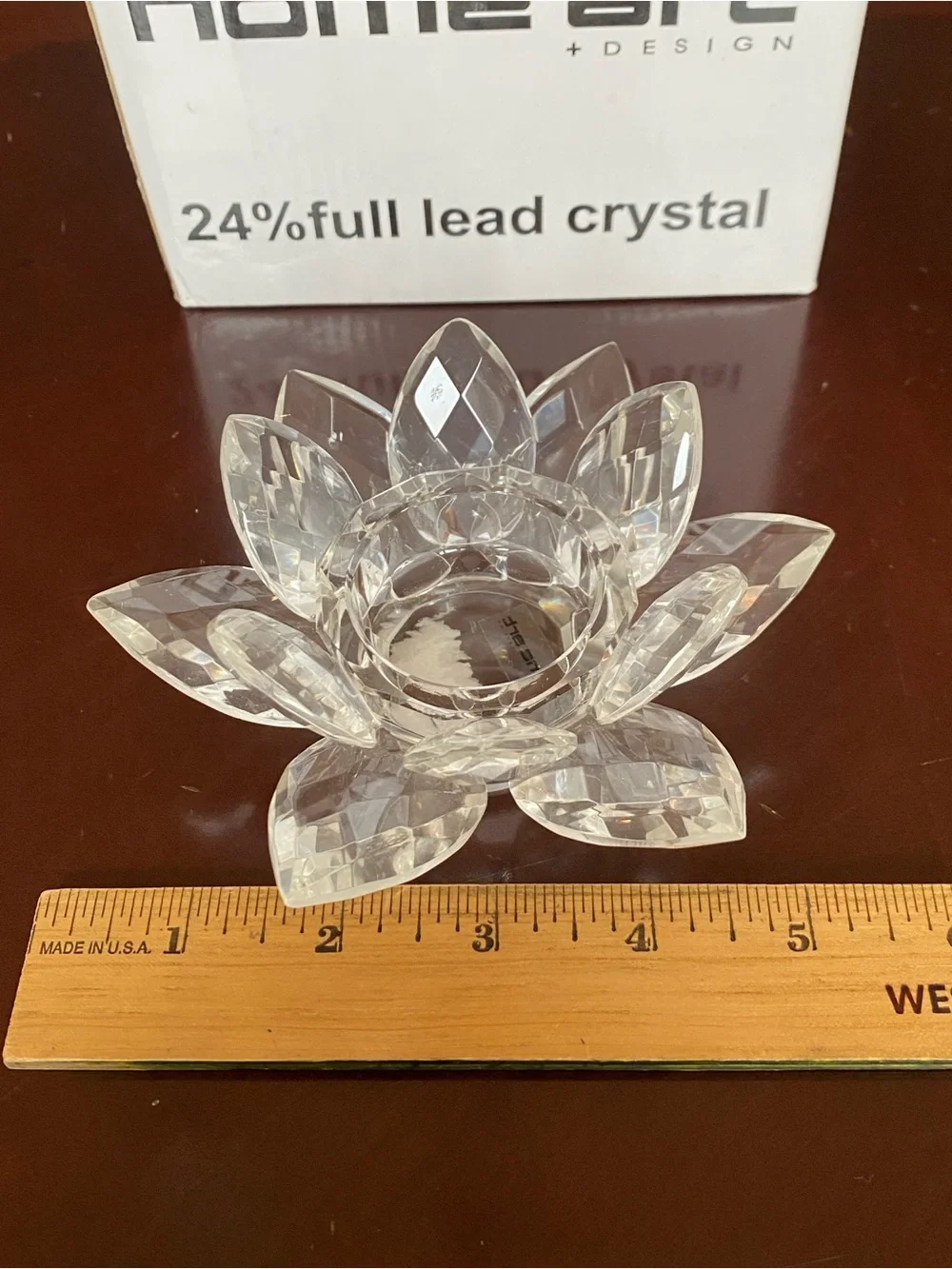 NIB Crystal Lotus Tea Light/Candle Holders - Clear (Set of 2)